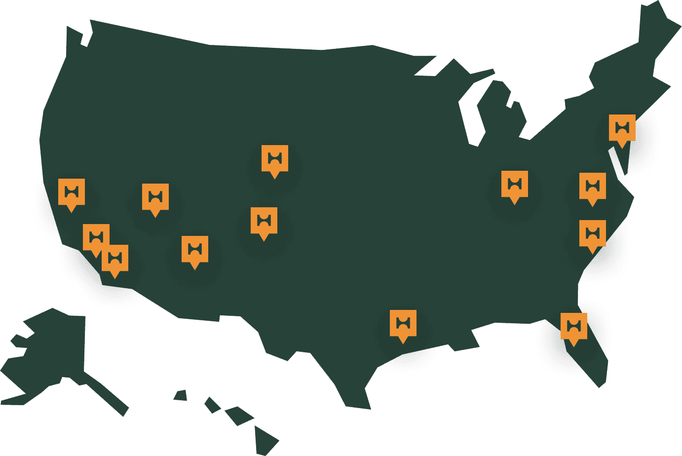 map of Headway office locations in USA