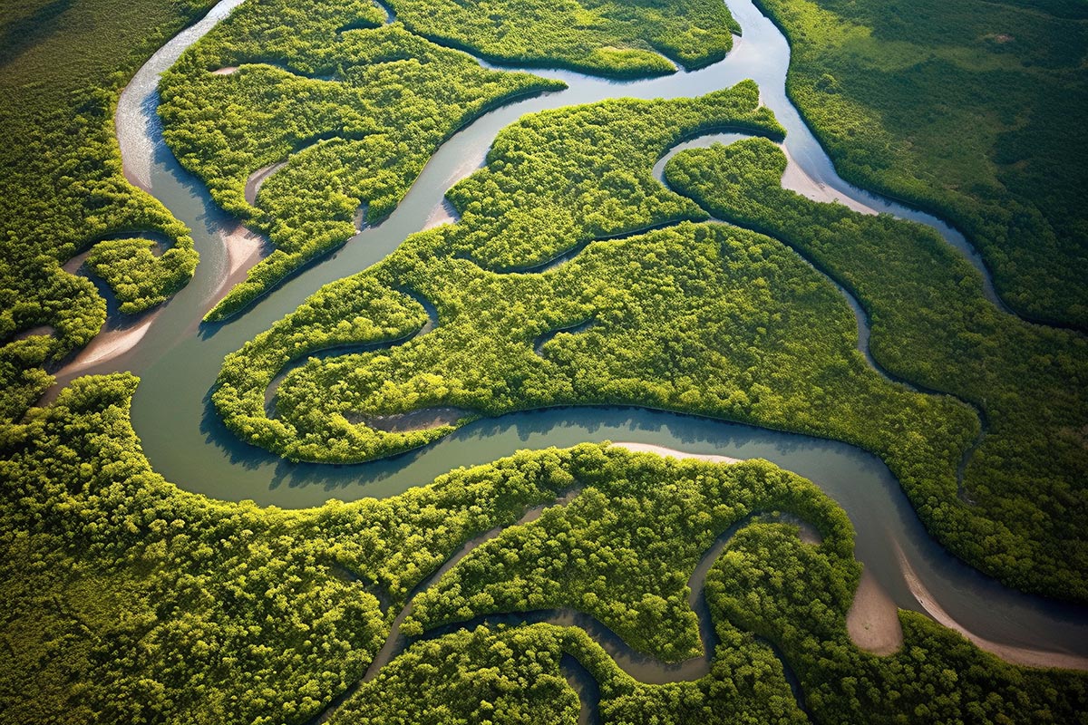 aerial photograph of streams landscape